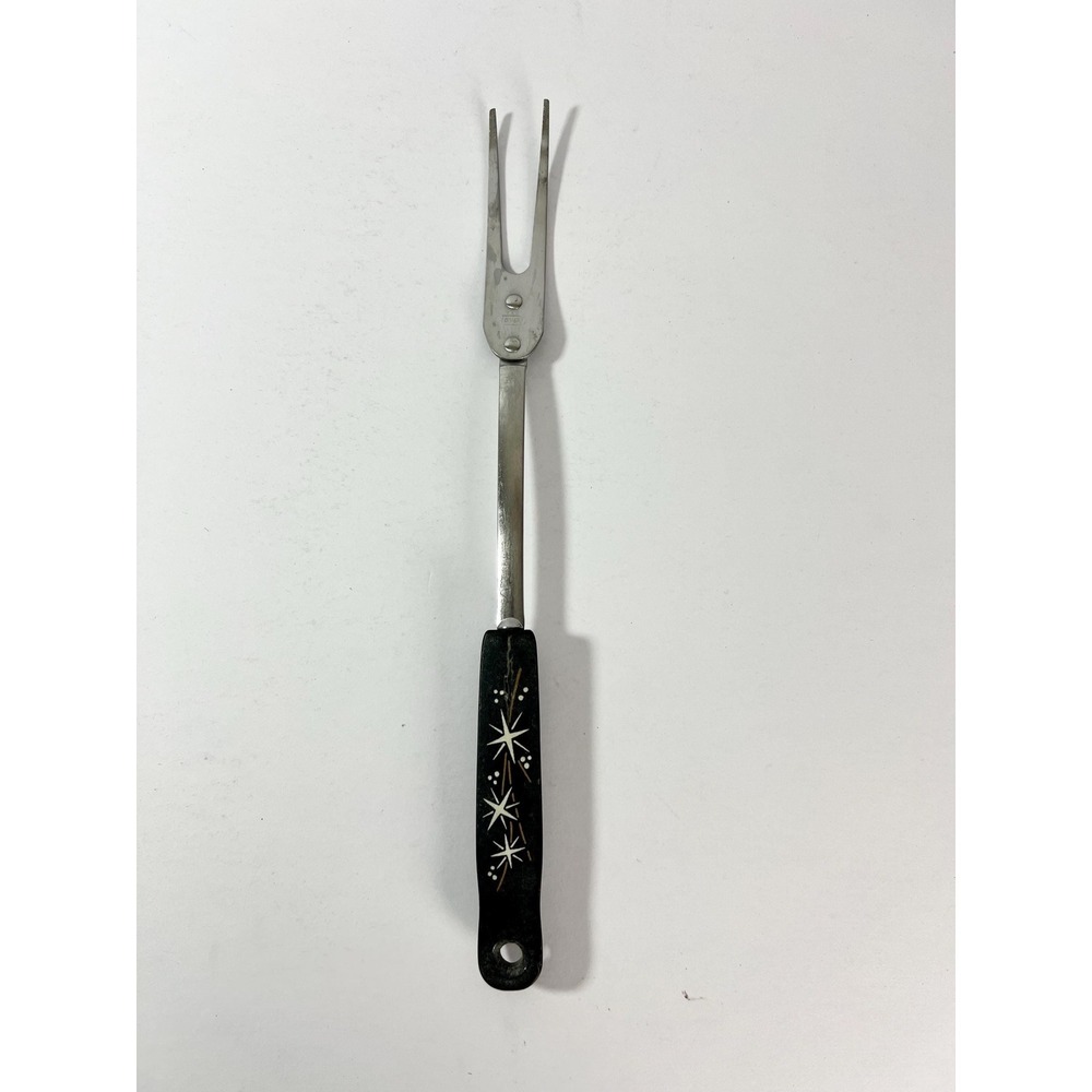 Vintage Atomic Starburst Meat‎ Fork: MCM Stainless Steel Carving Utensil USA